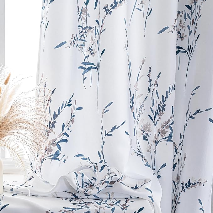 MYSKY HOME Floral Curtains 108 Inches Long