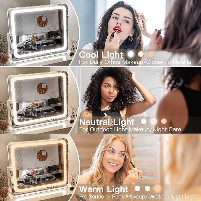 FENNIO Vanity Mirror with Lights 22''x17'' Makeup Mirror with Lights, Vanity