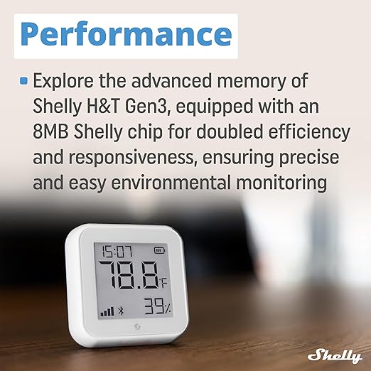 Shelly H&T Gen3 White | Wi-Fi & Bluetooth Smart Temperature & Humidity Sensor