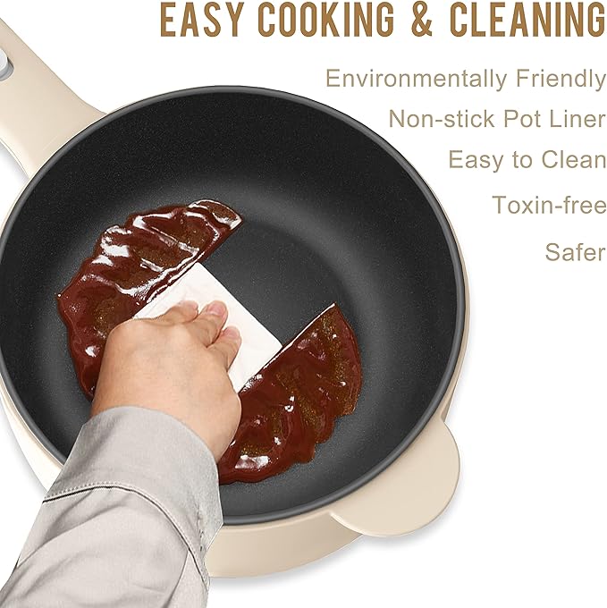 Dezin Electric Cooker, 2L Non-Stick Sauté Pan, Rapid Noodles Cooker, Mini Pot