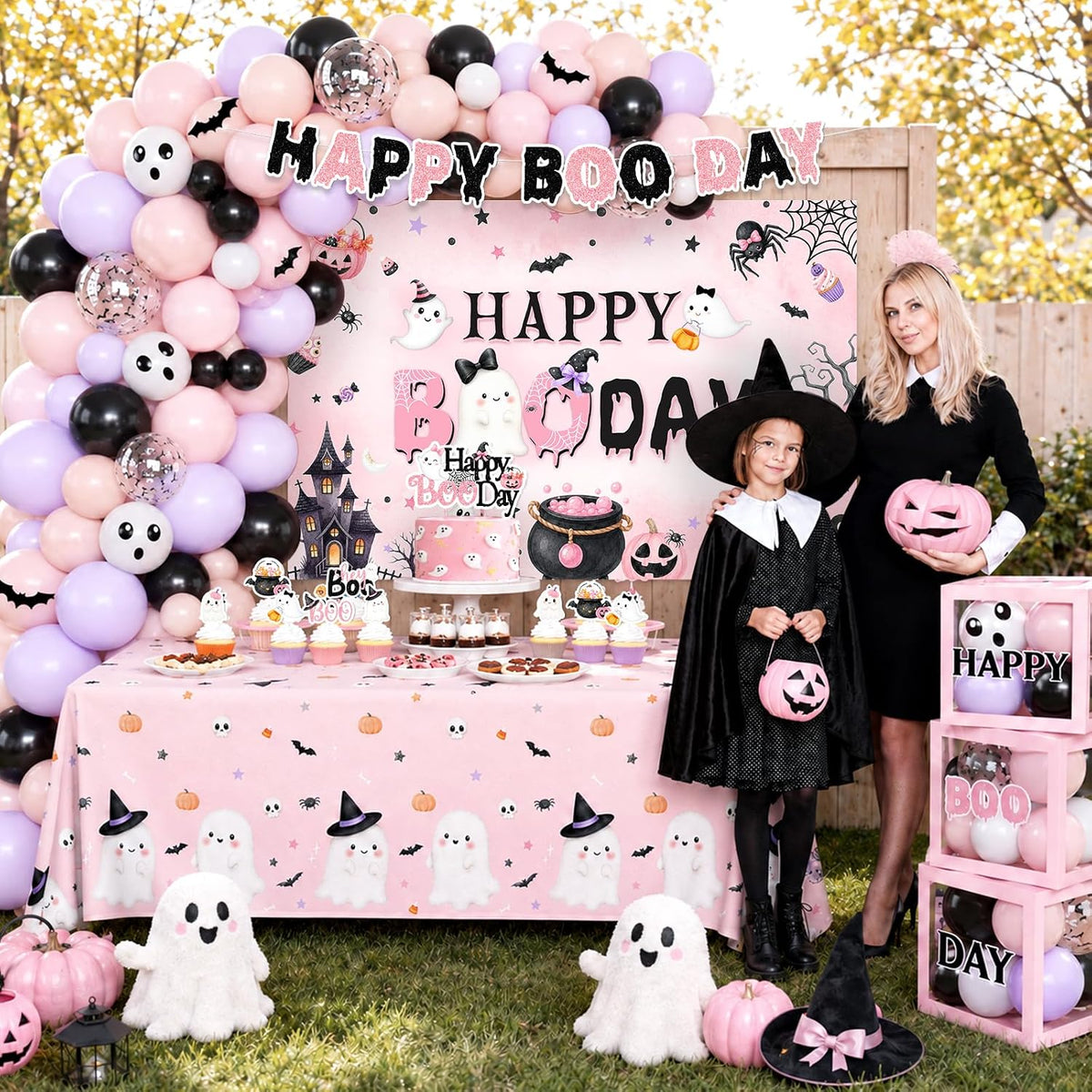 Pink Halloween Party Decorations Kit Halloween Happy Boo Day Birthday Party