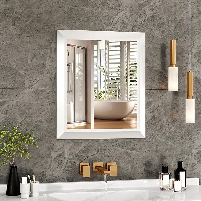 SMIROR Matte White Bathroom Mirror