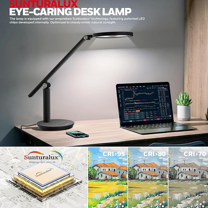 Honeywell Desk Lamp for Home Office, H6 Sunturalux™ Eye-Caring Led Desk Light