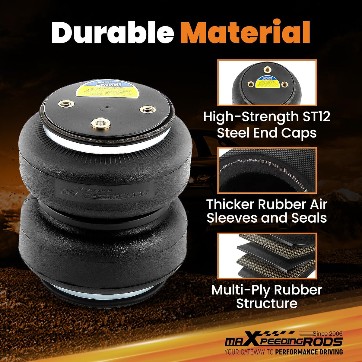 maxpeedingrods rear air suspension bag kit for ram, close-up detail