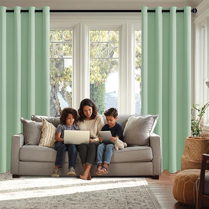 JIUZHEN Aqua Blackout Curtains (Set of 2)