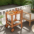 Tangkula 2-Tier Rolling Bar Cart with Rubber Wheels, Natural
