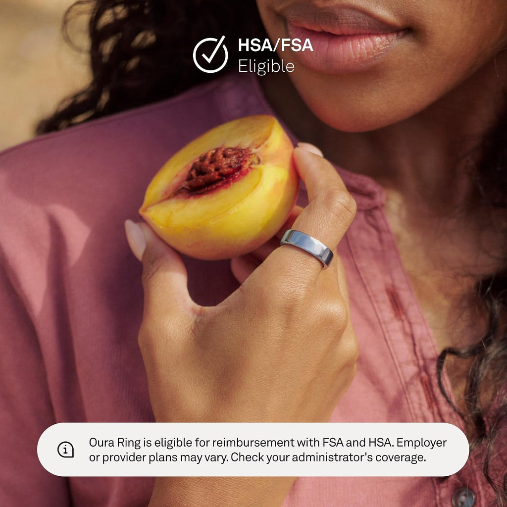 oura ring 5 smart ring - silver on a desk or shelf