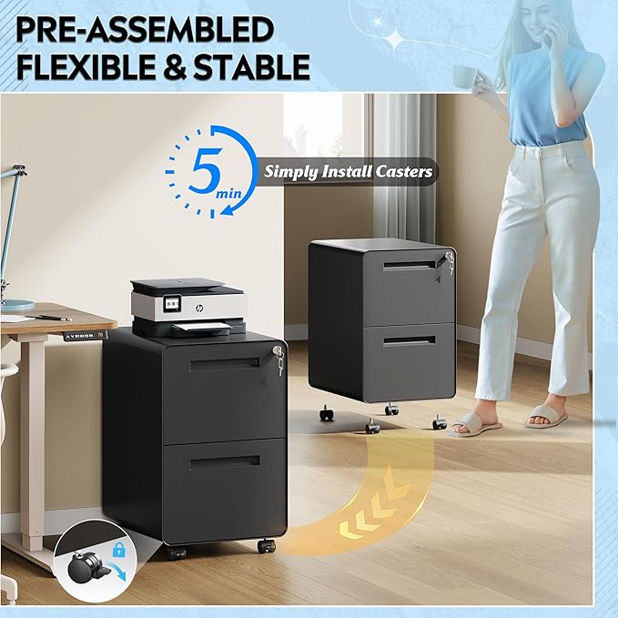 DEVAISE 2-Drawer Rounded Corner Metal File Cabinet