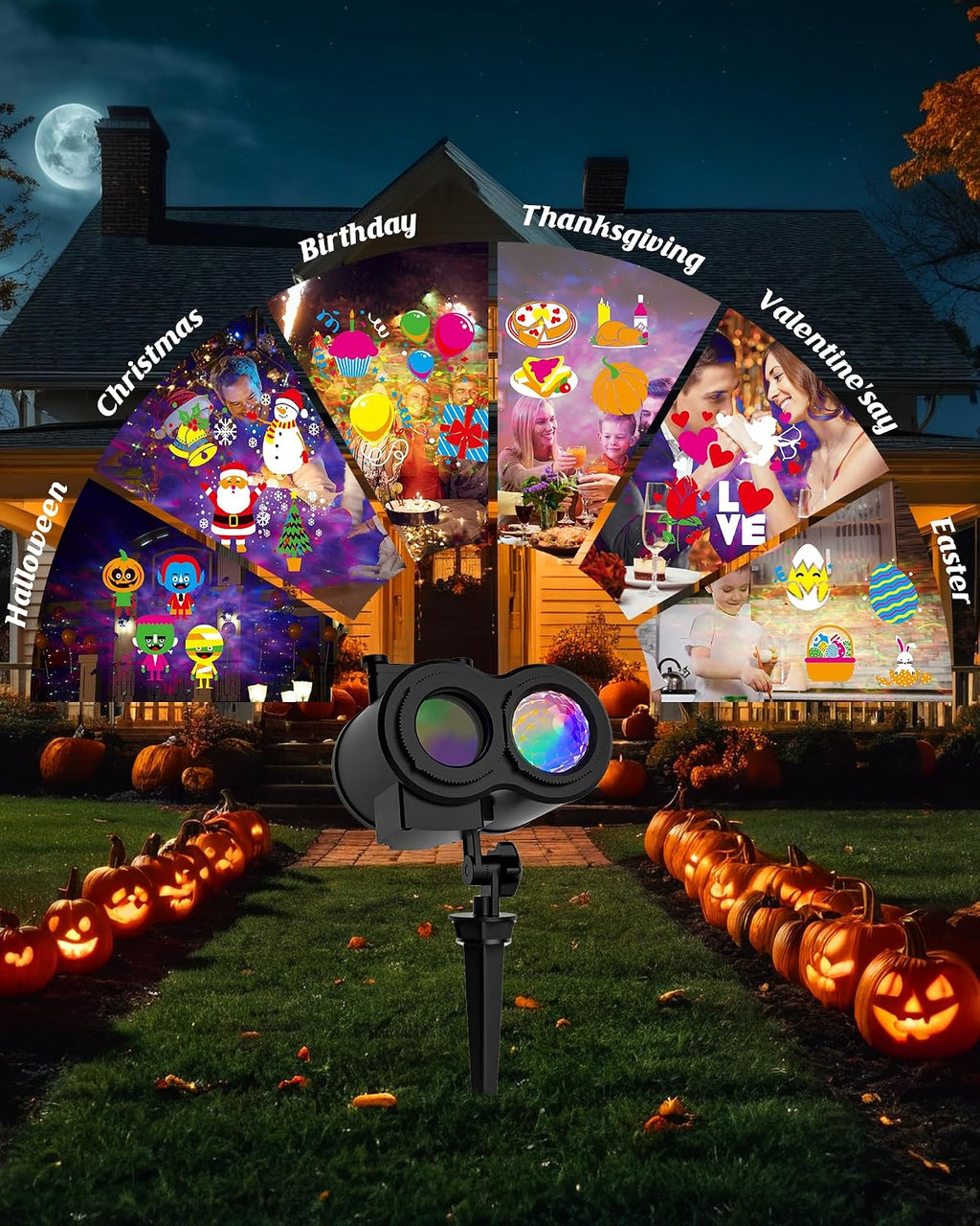 COOLWUFAN 2-in-1 Halloween Christmas Projector Lights Outdoor 20 Slides