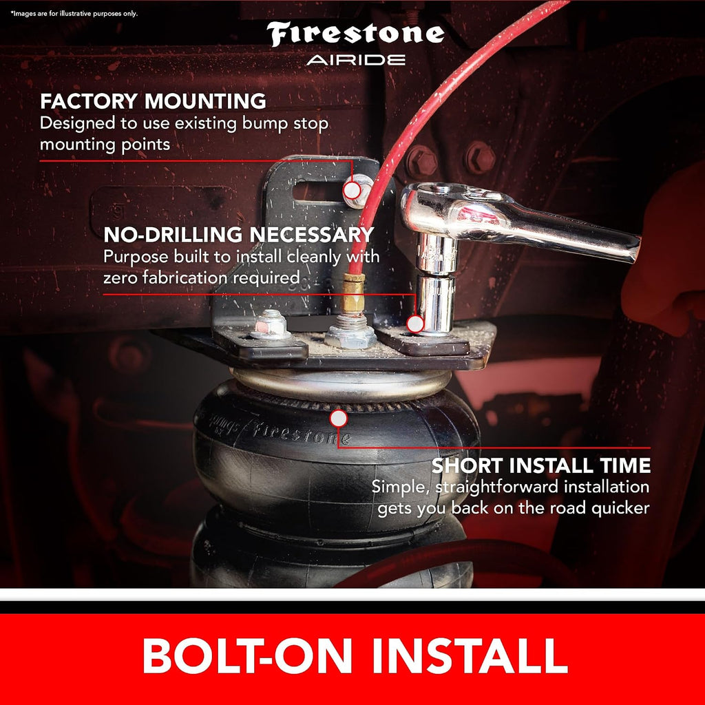 Firestone Airide Red Label Air Suspension Kit with Mounting Assembly fits 2011-2016 F250/F350/F450 4WD | 150 PSI | 7500 LBS Capacity | No Drill Installation | PN 2703