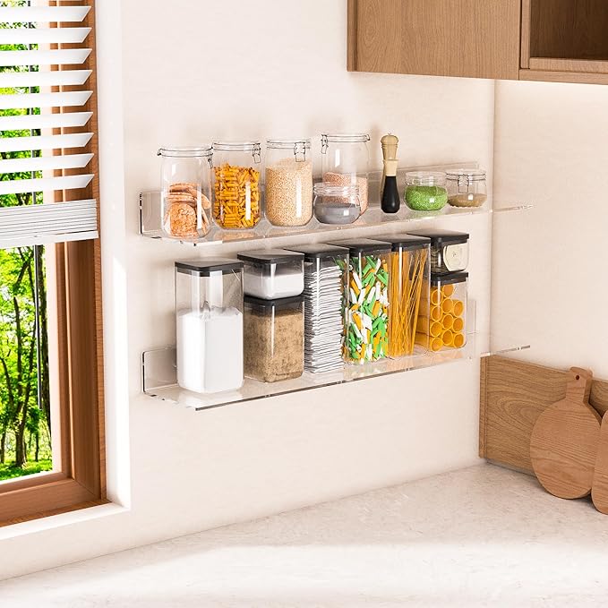 30 Inches Clear Long Floating Shelves (2 Pack)