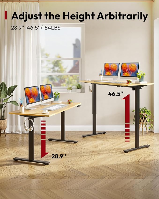 SANODESK Electric Standing Desk 55 x 28 Inches Whole-Piece Desktop Height