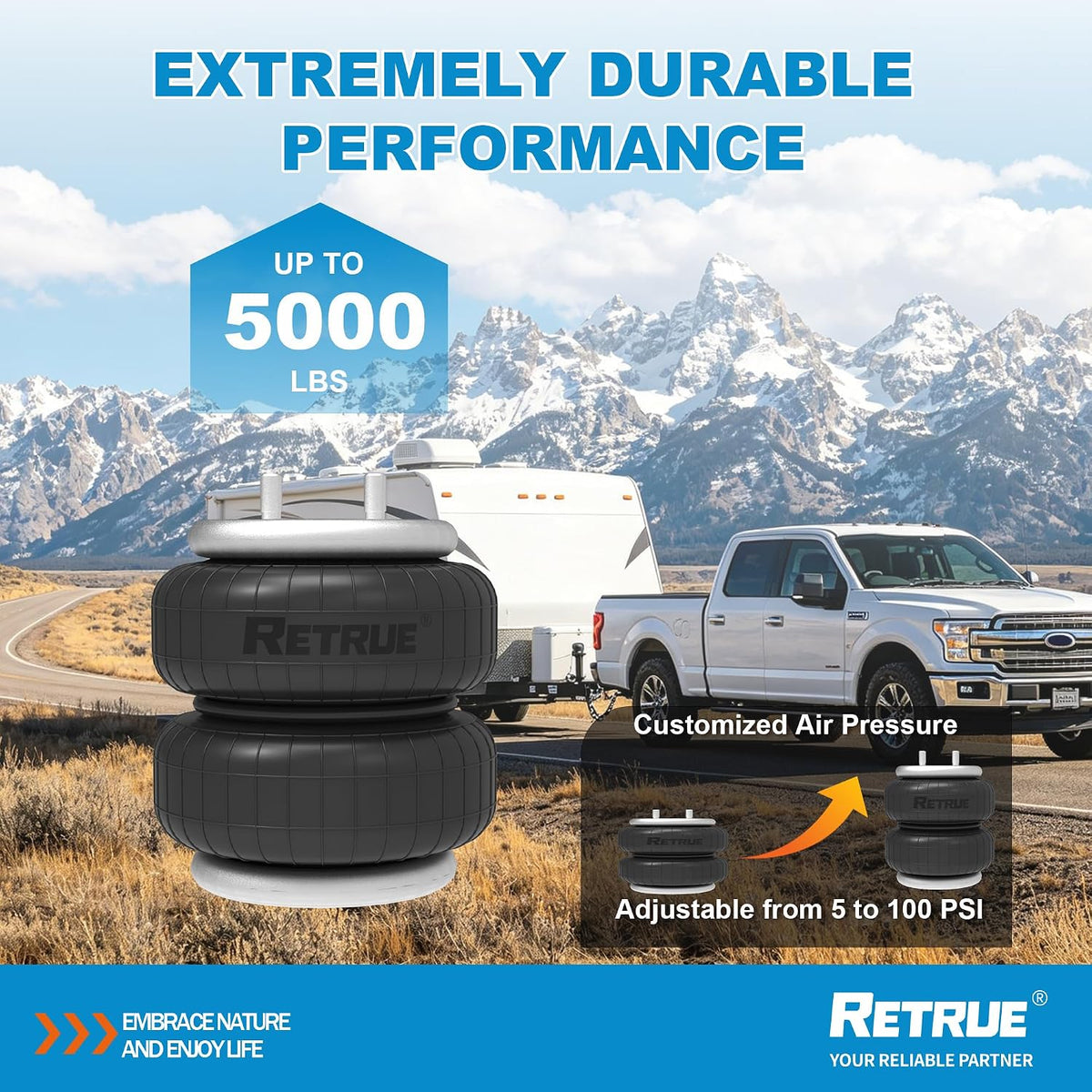 retrue rear air bags suspension kit for 2009-2014 showing dimensions