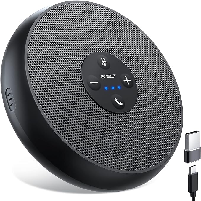 EMEET USB Speakerphone, M1A Zoom Certified AI Mics 360°Voice Pickup USB Type
