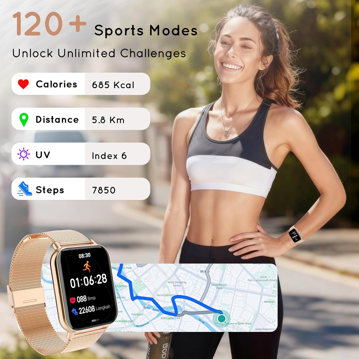 smart watch for women men (answer/make calls) 1.85", side view