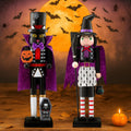 RattanView 2 Pcs Halloween Nutcracker 14 Inch Wooden Witch Black Cat Figure