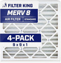 Filter King 9x9x1 Air Filter | 4-PACK | MERV 8 HVAC Pleated A/C Furnace Filters