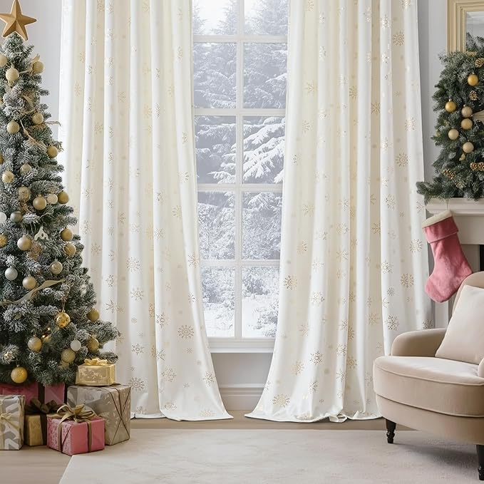 FMFUNCTEX Velvet Curtains Christmas Curtain