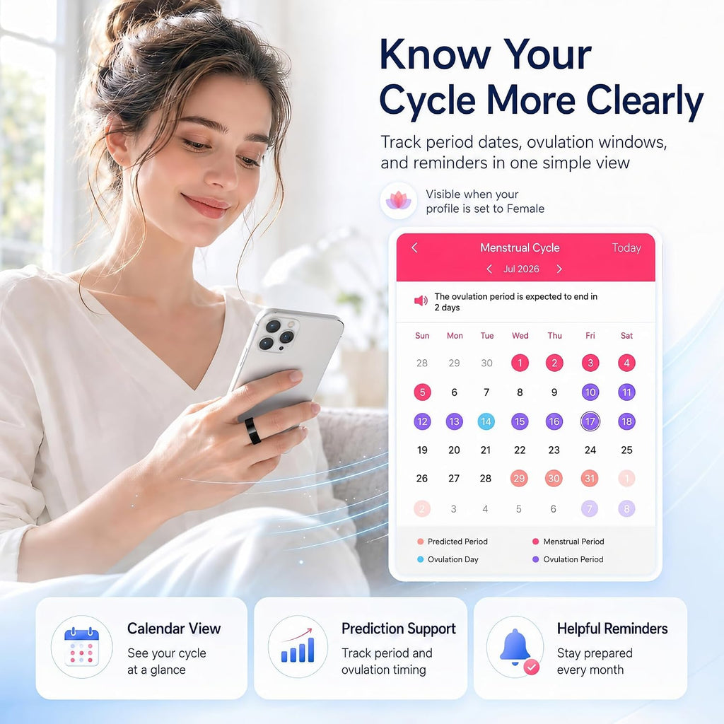 smart ring fitness tracker for men & women on a desk or shelf