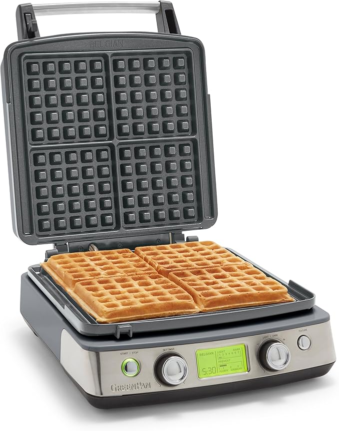 GreenPan Elite 4-Square Belgian & Classic Waffle Maker, Healthy Ceramic