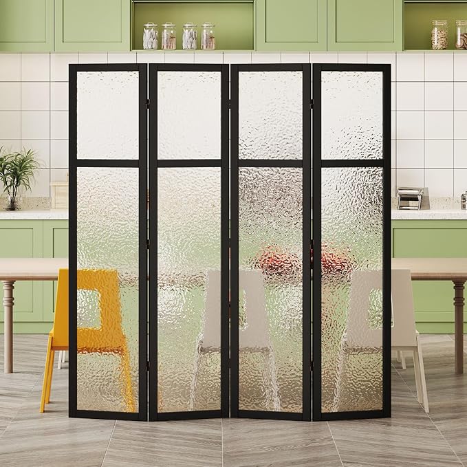 Acrylic Room Divider, 4-Panel Freestanding Partition Screen, Frosted
