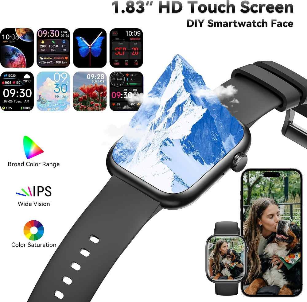 Smart Watch for Men Women(Answer/Make Call), 1.83" Fitness Watch with He...