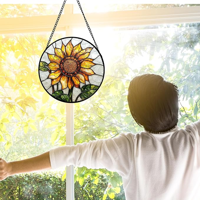 DASTOLL Stained Glass Window Hanging
