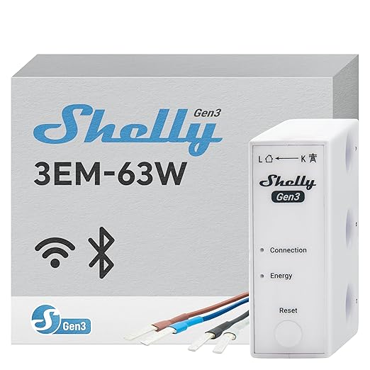 Shelly 3EM-63W Gen3 | Wi-Fi Operated Smart 3-Phase Energy Meter | Home