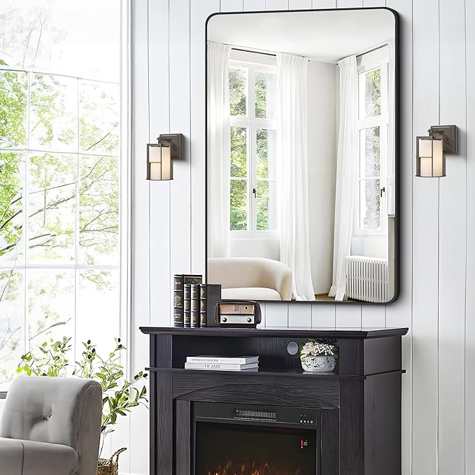 FORBATH Black Bathroom Mirror, Rectangular Vanity Mirror 30 x 48 Inch Wall