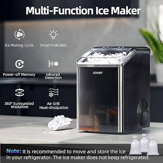 Nugget Ice Makers Countertop, Soft Pebble Ice Machine, Chewable Crushed Pellet