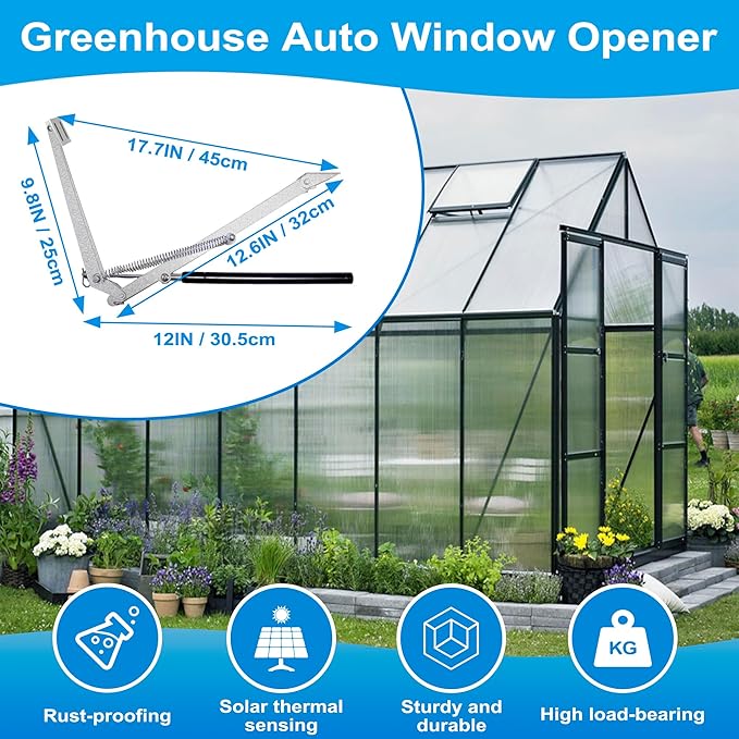 2PCS Greenhouse Window Opener, Auto Vent Opener, Solar Sensitive Automatic Roof