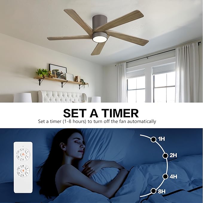 WINGBO 54 Inch Flush Mount DC Ceiling Fan