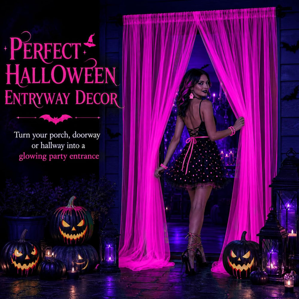 Mega-L Halloween Decorations, 3 Pack Halloween Tulle Backdrop Curtains