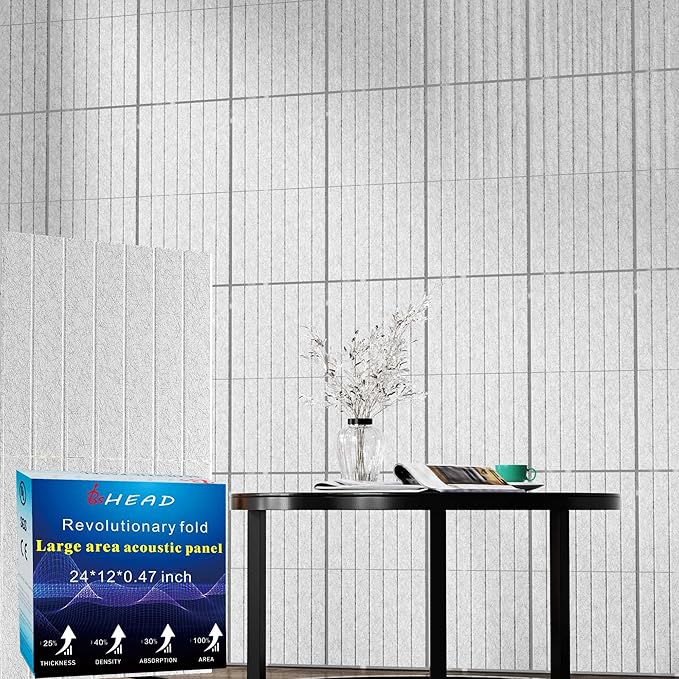 BSHEAD 12 Pack Large Fold Soundproof Wall Panels, 1.2lb/ft³ High Density