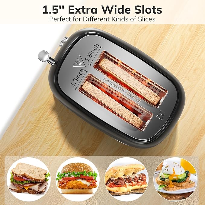 2 Slice Retro Stainless Steel Toaster