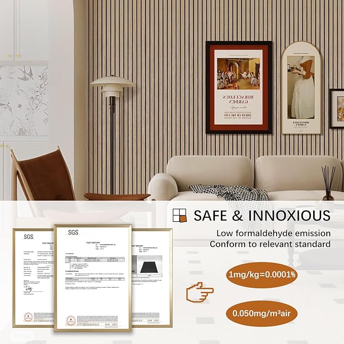 ARMURO Acoustic Wood Wall Panels, 94.5" Extra-Long Easy Peel & Stick Panels (2 PCS)