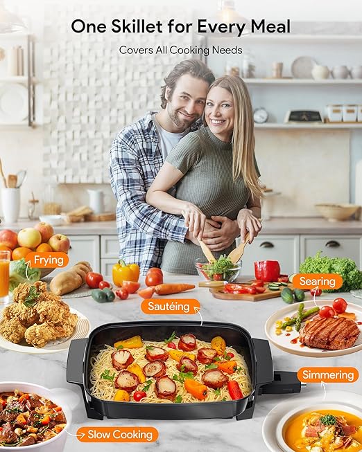Nuwave Medley XL Digital Electric Skillet, Family Size Griddle w/Glass Lid