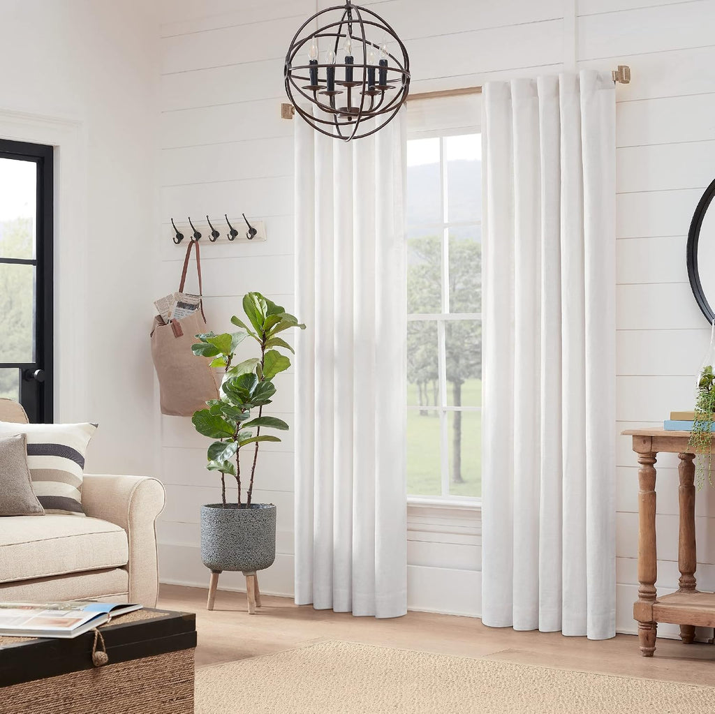 MODE Farmhouse Oak Curtain Rod, Square Finial - 76" to 144" | Strong 1-1/8" diameter adjustable steel rod and brackets, Easy to Install, Mounting Hardware Included, Supports up to 22 lb