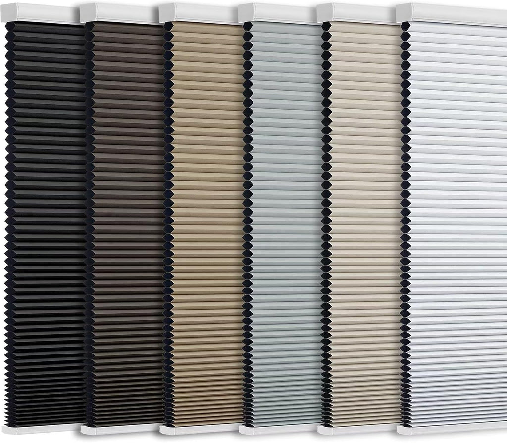 Cordless Cellular Shades, Blackout Room Darkening Black Out Honeycomb Blinds for Indoor Windows Bedroom, Pull Down Pleated Accordion Blind Easy Install, Shade Size 24" Wx50 H, Gray