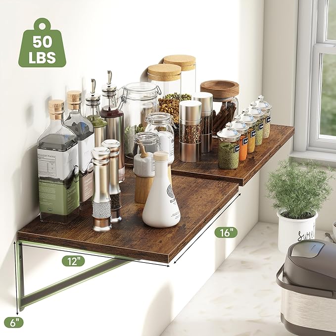 Heimlove 12 Inch Deep Floating Shelves (Set of 4)