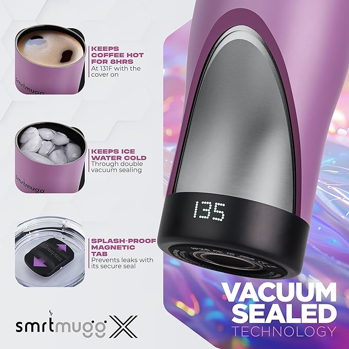 X Heated Coffee Mug 19 oz., 8 Hour Battery Life, Self-Heating, Adjustable Temp