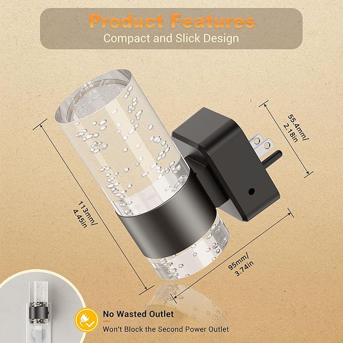JandCase Night Light, Automatic Night Lights Plug into Wall, 2 Pack Dimmable
