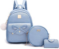 I IHAYNER Girls Bowknot 3-Pieces Fahsion Leather Backpack Backpack Purse for Women Rucksack for Ladies Shoulder Bag