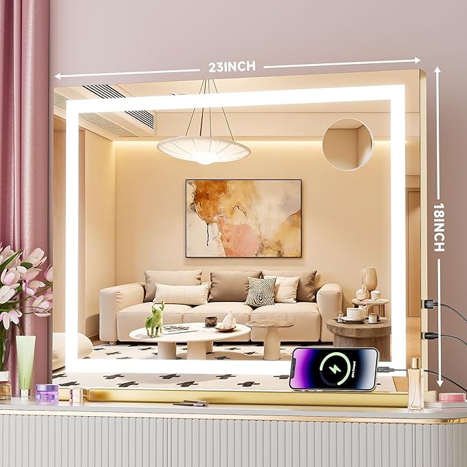 Vanity Mirror with Lights, Dimmable 3 Modes, Memory Function, Smart Touch