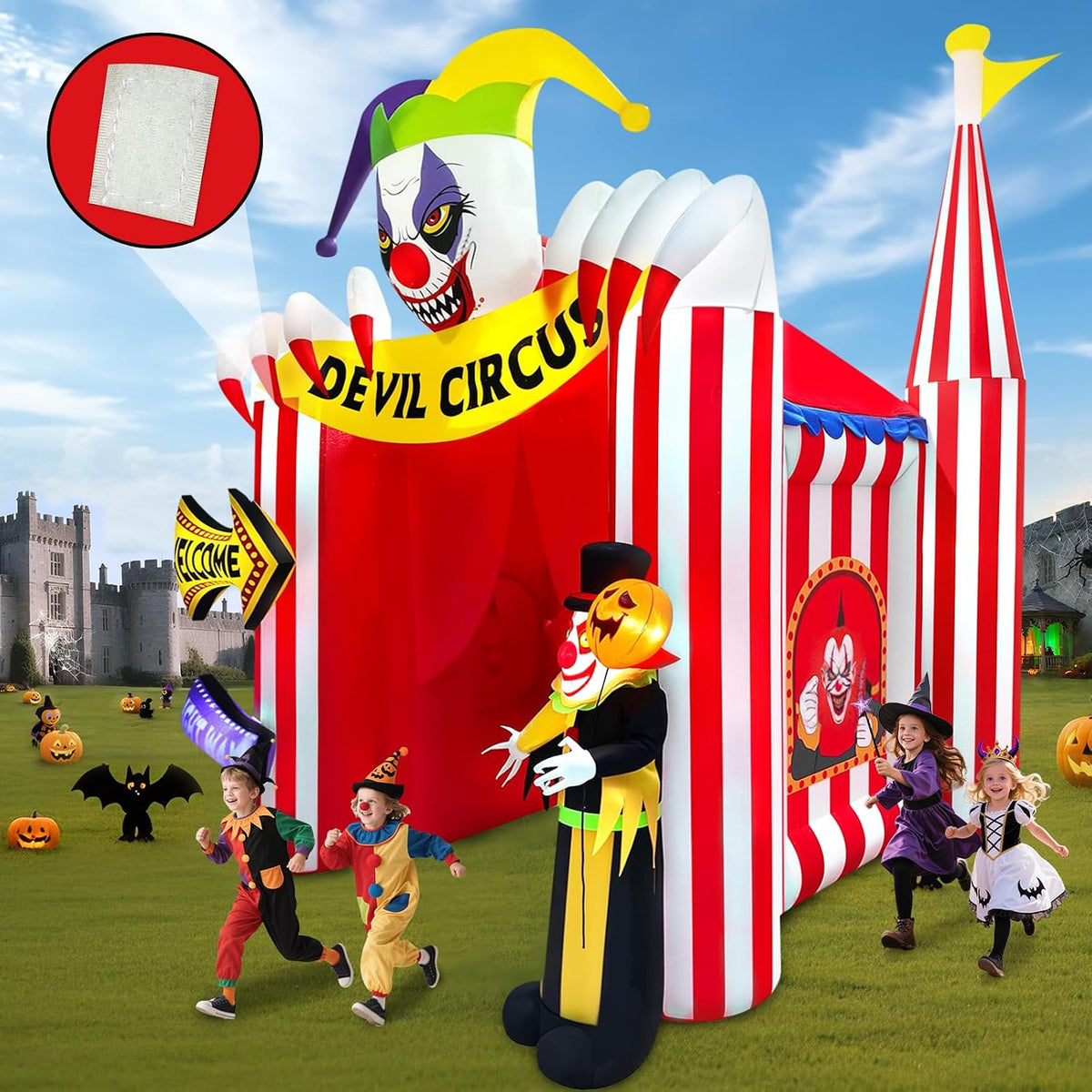 Kalolary 12FT Tall Halloween Inflatables Archway Clown Circus Haunted House