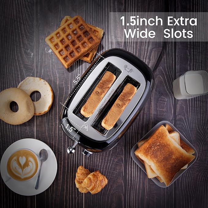 Roter Mond 2 Slice Toaster Retro Stainless Steel