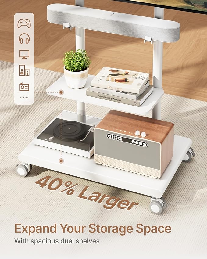 ECOTINY Steel Base Rolling TV Stand