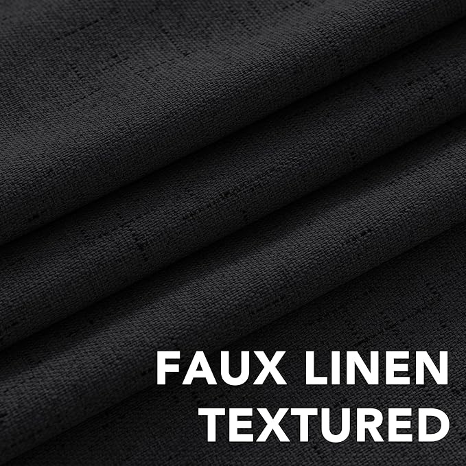 H.VERSAILTEX Bedroom Curtains Blackout Linen Blackout Curtains 84 Inches Long
