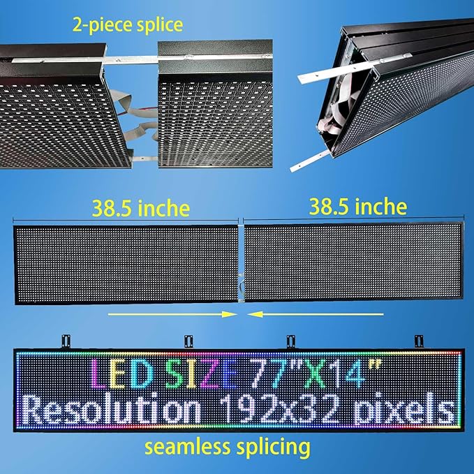 P10 77"X14"Programmable Led Sign Custom Scrolling Outdoor Digital Display Signs