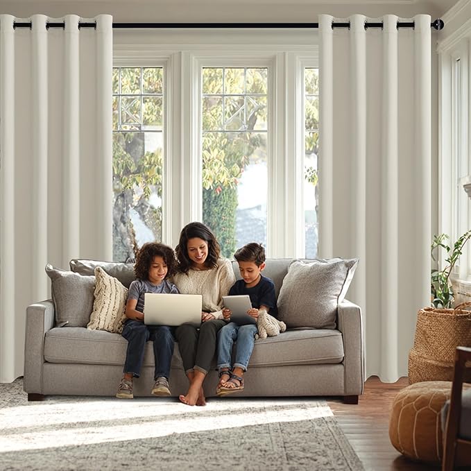 JIUZHEN Ivory Blackout Curtains